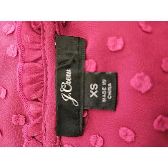 J Crew XS fuscia pink partially sheer with textured dots blouse - Picture 3 of 4